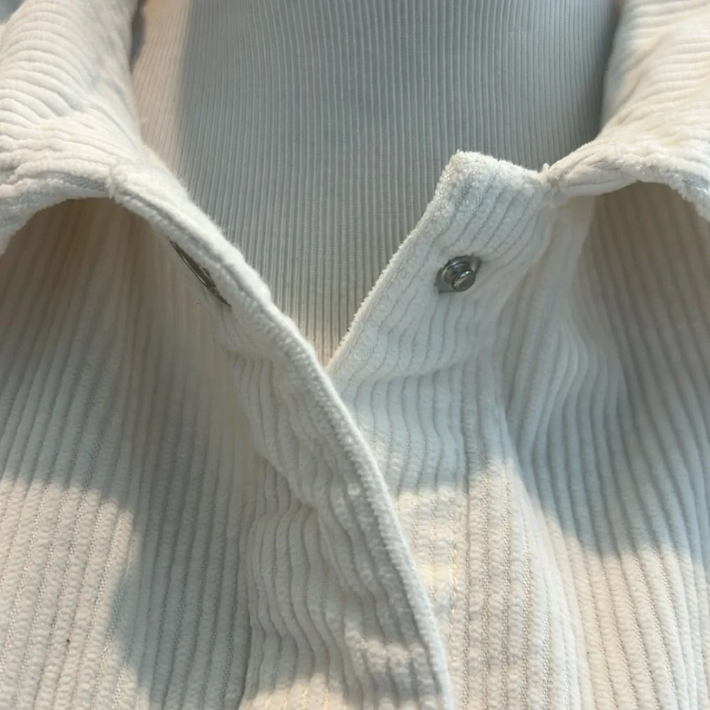 Zara White Corduroy Button Down Long Sleeve Shirt Jacket Girls Size 13/14
